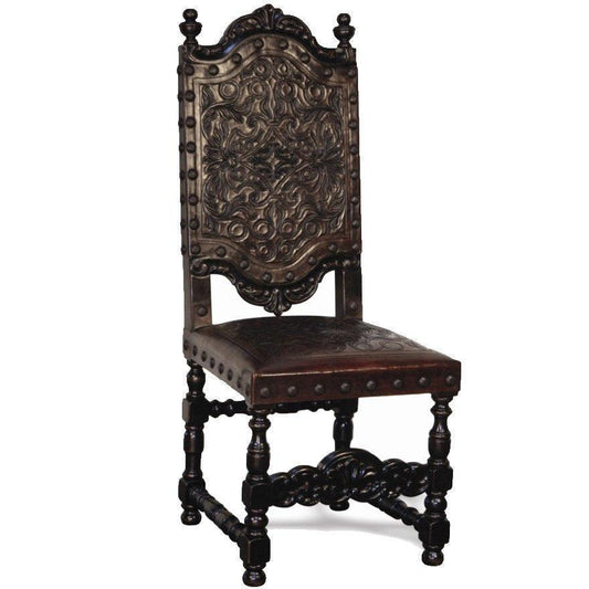 Sedia in pelle spagnola marrone Del Rey