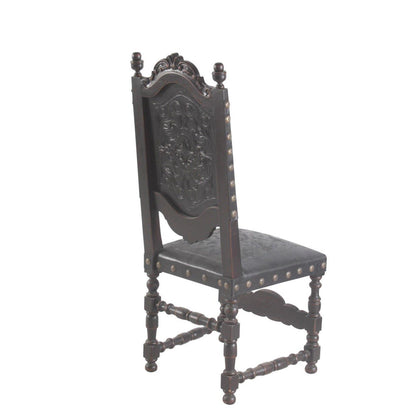 Sedia in pelle spagnola marrone Del Rey