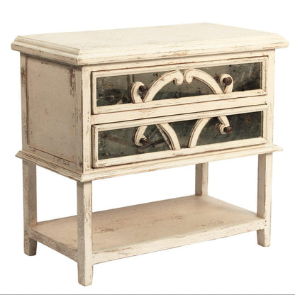 Comodino Elysee bianco anticato