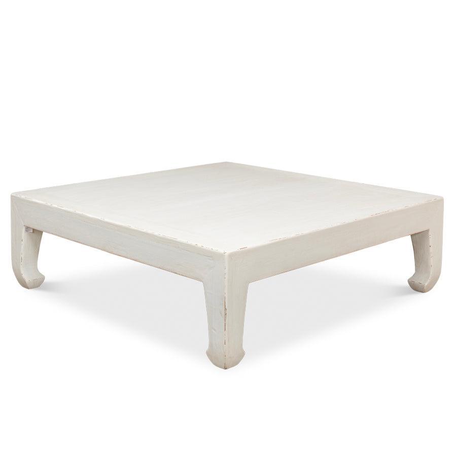 Tavolino da caffè in stile fattoria bianco anticato