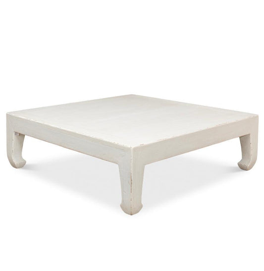 Tavolino da caffè in stile fattoria bianco anticato