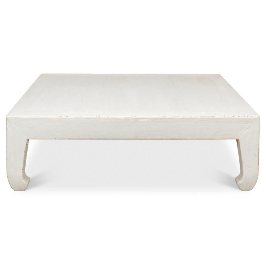 Tavolino da caffè in stile fattoria bianco anticato