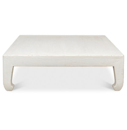 Tavolino da caffè in stile fattoria bianco anticato