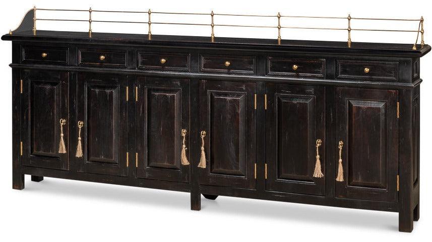 Credenza lunga in ebano antico inglese 