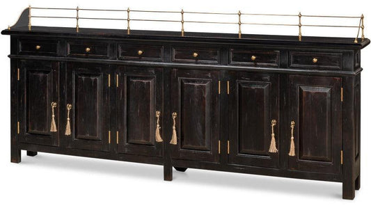 Credenza lunga in ebano antico inglese 