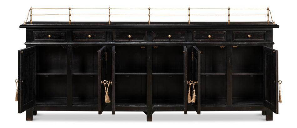 Credenza lunga in ebano antico inglese 