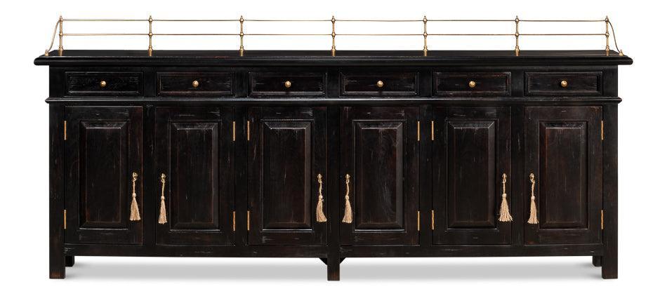 Credenza lunga in ebano antico inglese 