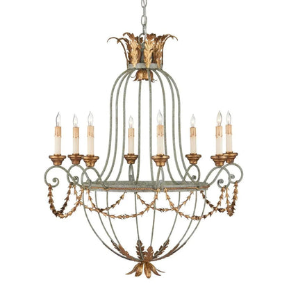 Lampadario europeo in foglia d'oro e acanto