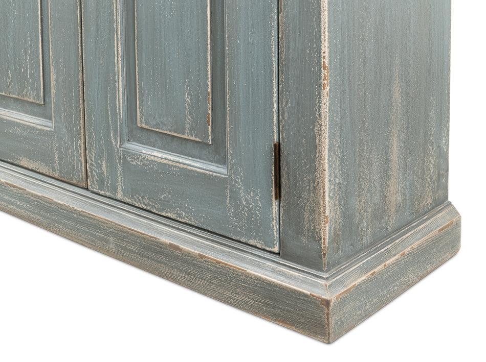 Credenza extra lunga in stile fattoria blu-grigio