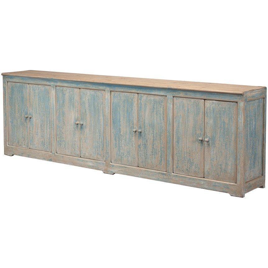 Credenza extra lunga blu lavata