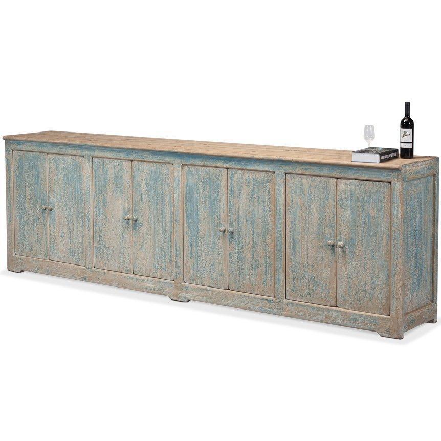 Credenza extra lunga blu lavata