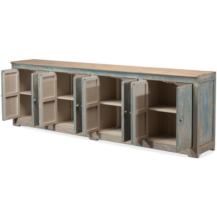 Credenza extra lunga blu lavata