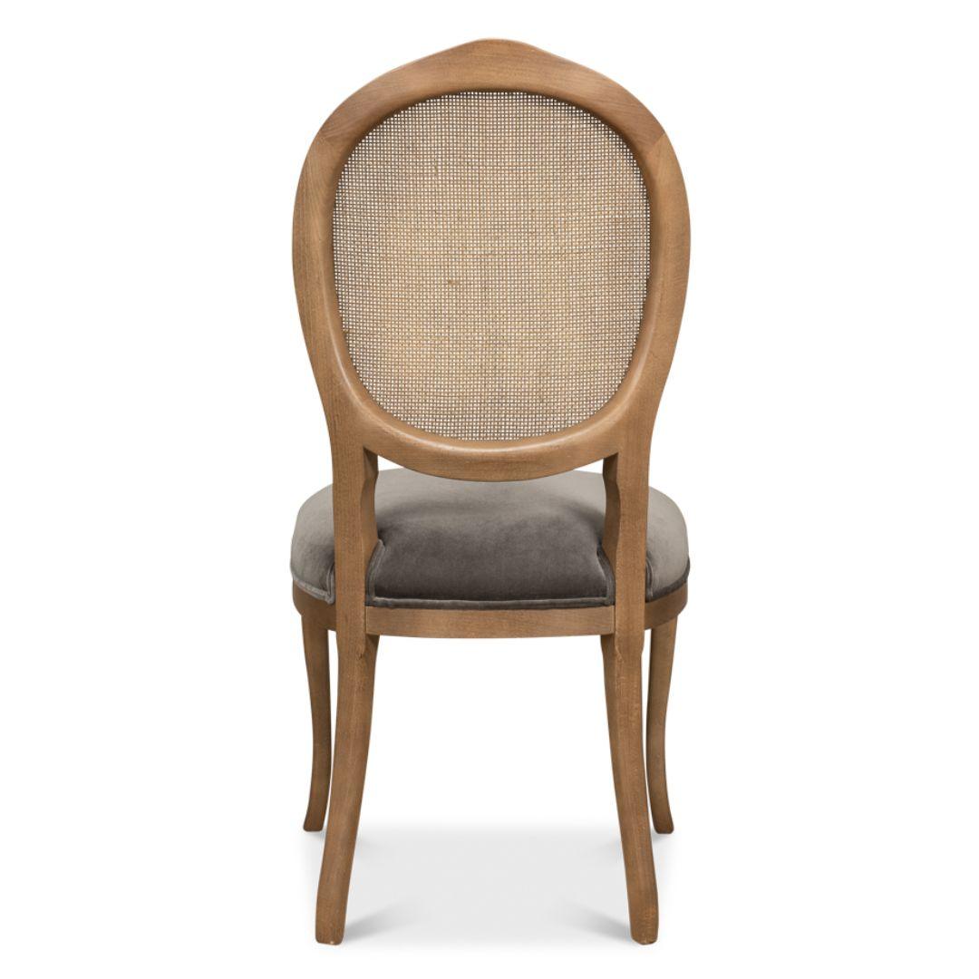 Sedie in stile rustico con schienale in canna e seduta grigia - Coppia