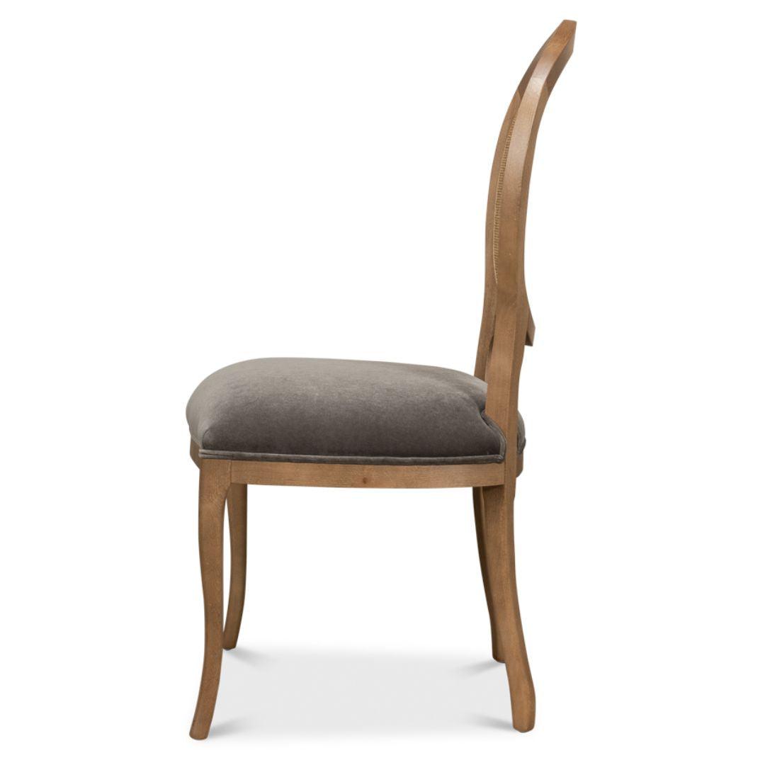 Sedie in stile rustico con schienale in canna e seduta grigia - Coppia