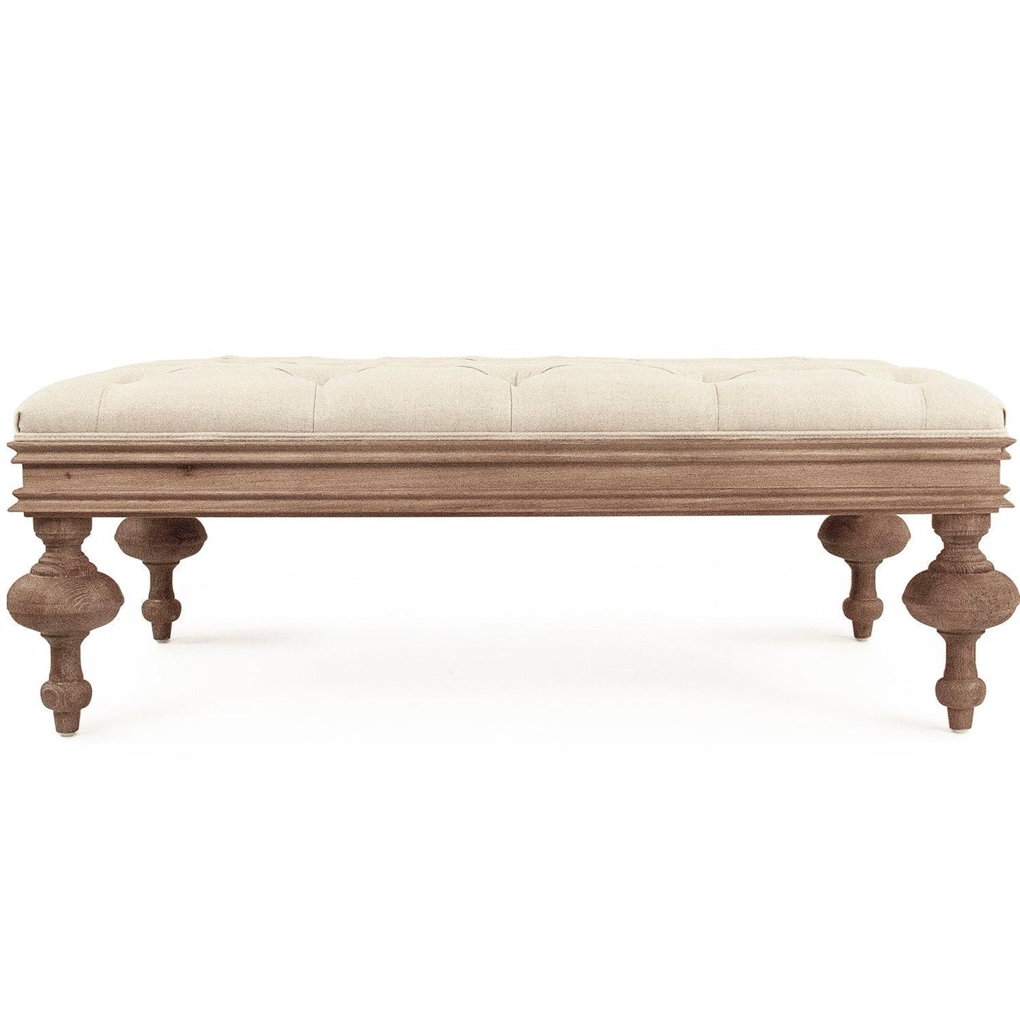 Pouf in rovere trapuntato stile fattoria