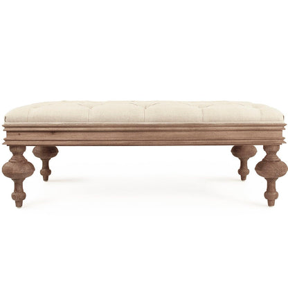 Pouf in rovere trapuntato stile fattoria