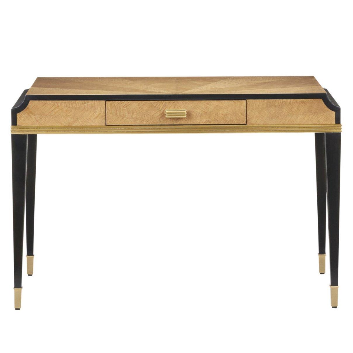 Scrivania in mogano impiallacciato color tortora