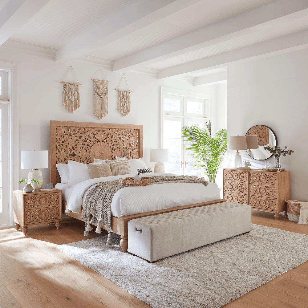 Letto in legno naturale Flora Bohemian