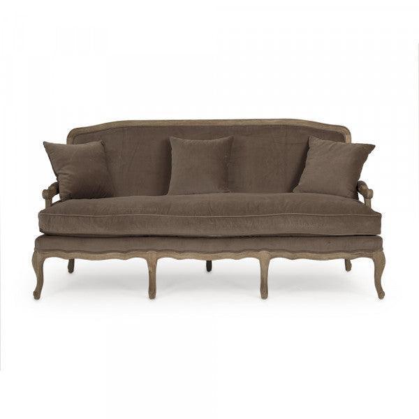 Divano in velluto marrone francese