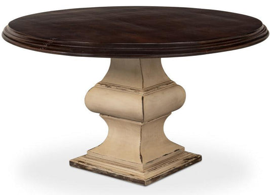 Tavolo da pranzo con piedistallo color crema francese