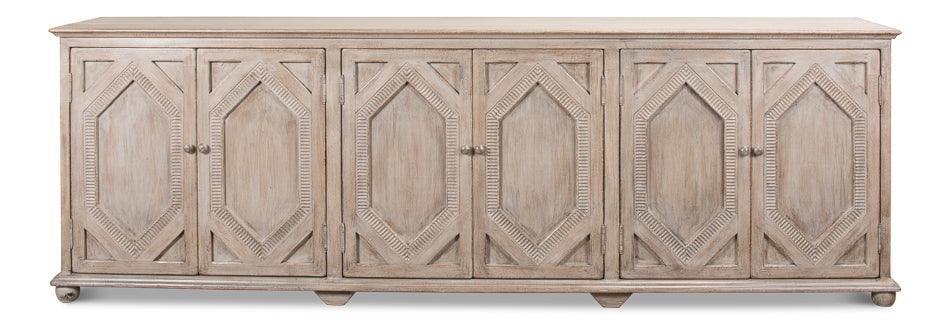 Credenza stile fattoria a 6 ante grigio francese