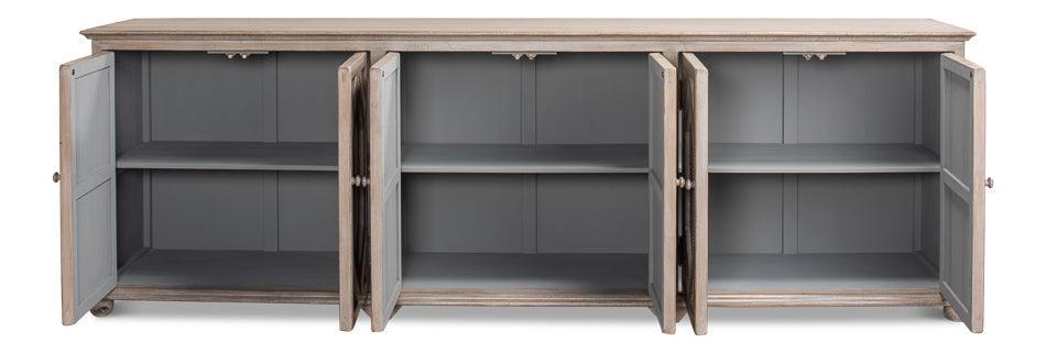 Credenza stile fattoria a 6 ante grigio francese