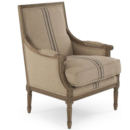 Poltrona a righe blu Louis francese