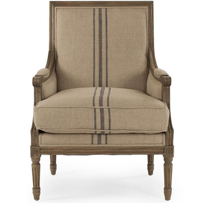 Poltrona a righe blu Louis francese