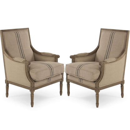 Poltrona a righe blu Louis francese