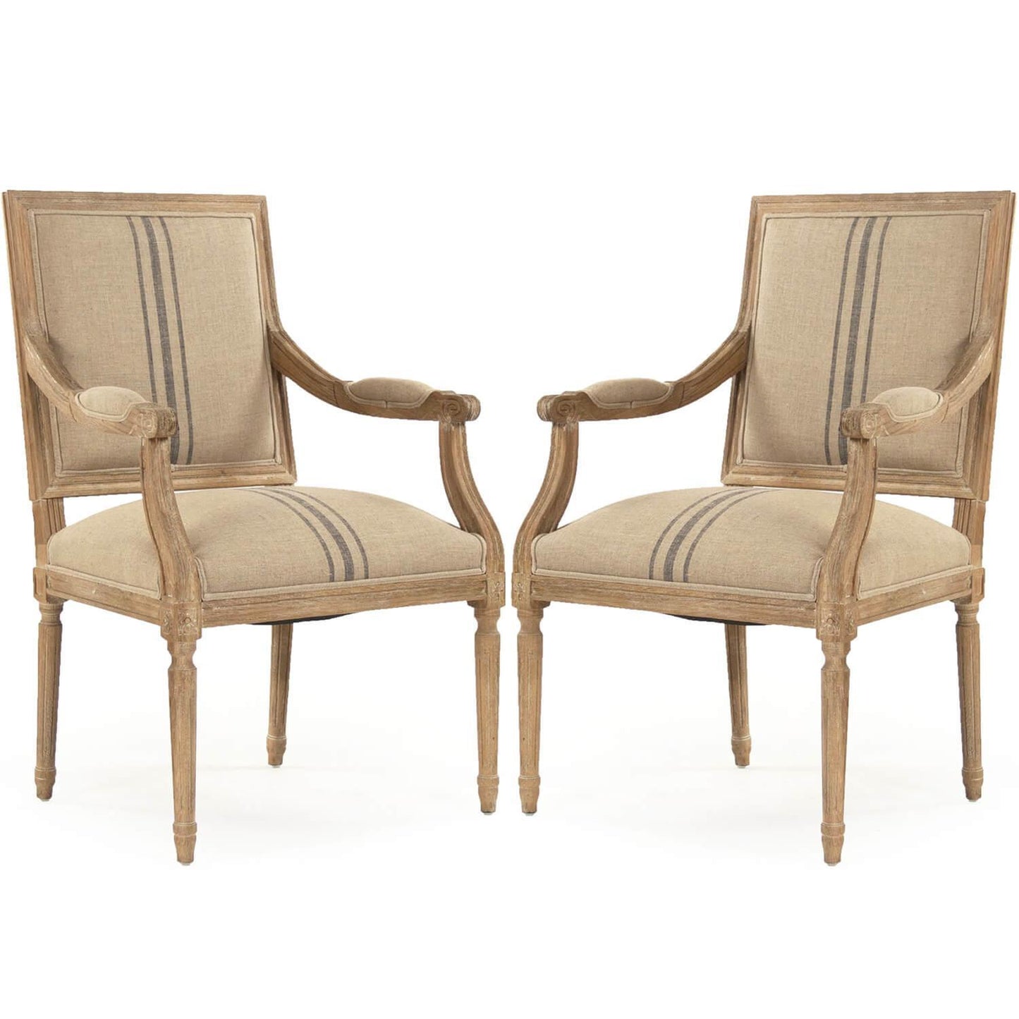 Poltrone da pranzo a righe blu French Louis