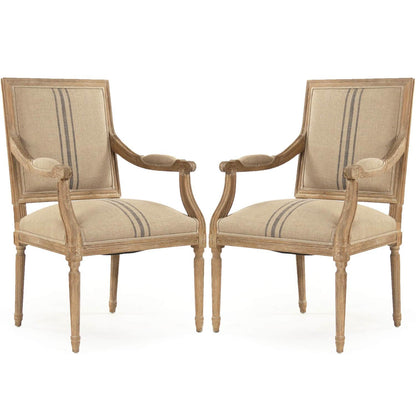 Poltrone da pranzo a righe blu French Louis