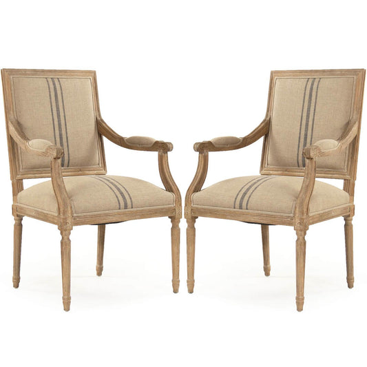 Poltrone da pranzo a righe blu French Louis