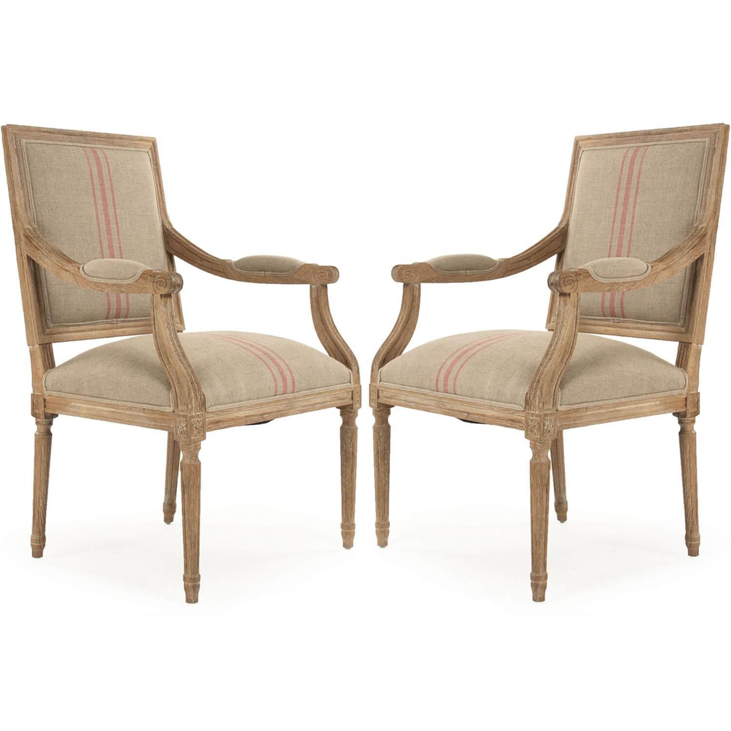 Sedia da pranzo a righe rosse in stile francese Louis