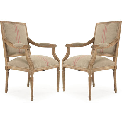 Sedia da pranzo a righe rosse in stile francese Louis