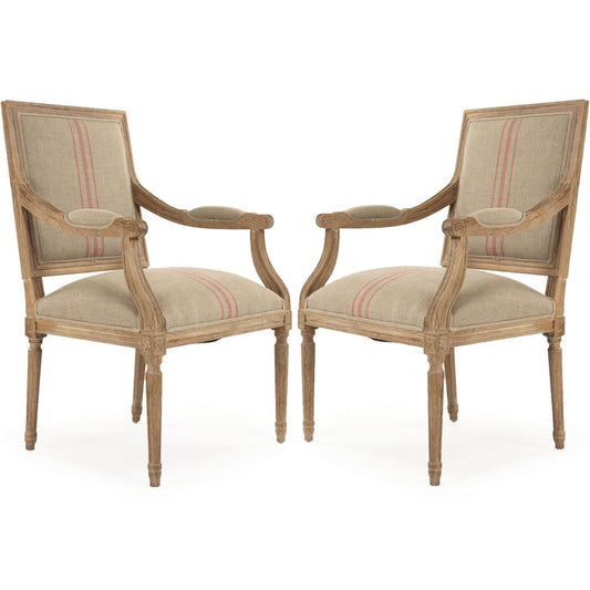 Sedia da pranzo a righe rosse in stile francese Louis