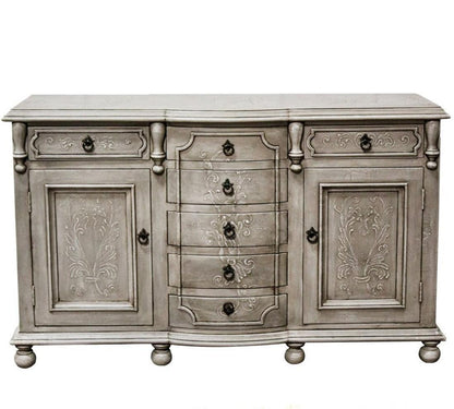 Credenza con cassetti e pergamene dipinte in stile francese