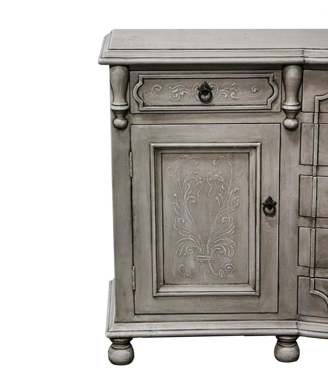 Credenza con cassetti e pergamene dipinte in stile francese
