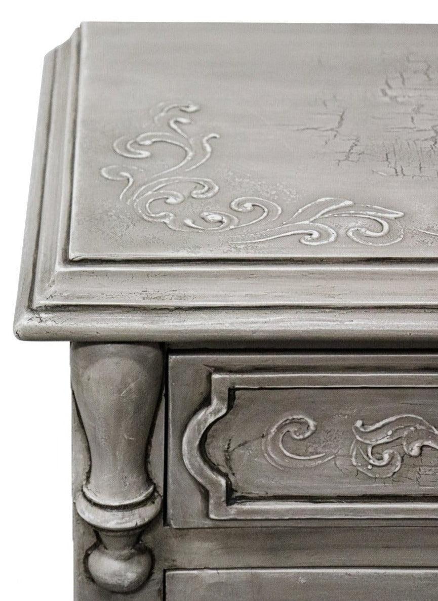 Credenza con cassetti e pergamene dipinte in stile francese