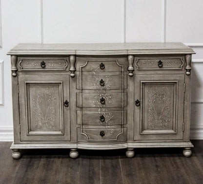 Credenza con cassetti e pergamene dipinte in stile francese