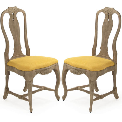 Sedie laterali in stile provenzale francese con seduta gialla