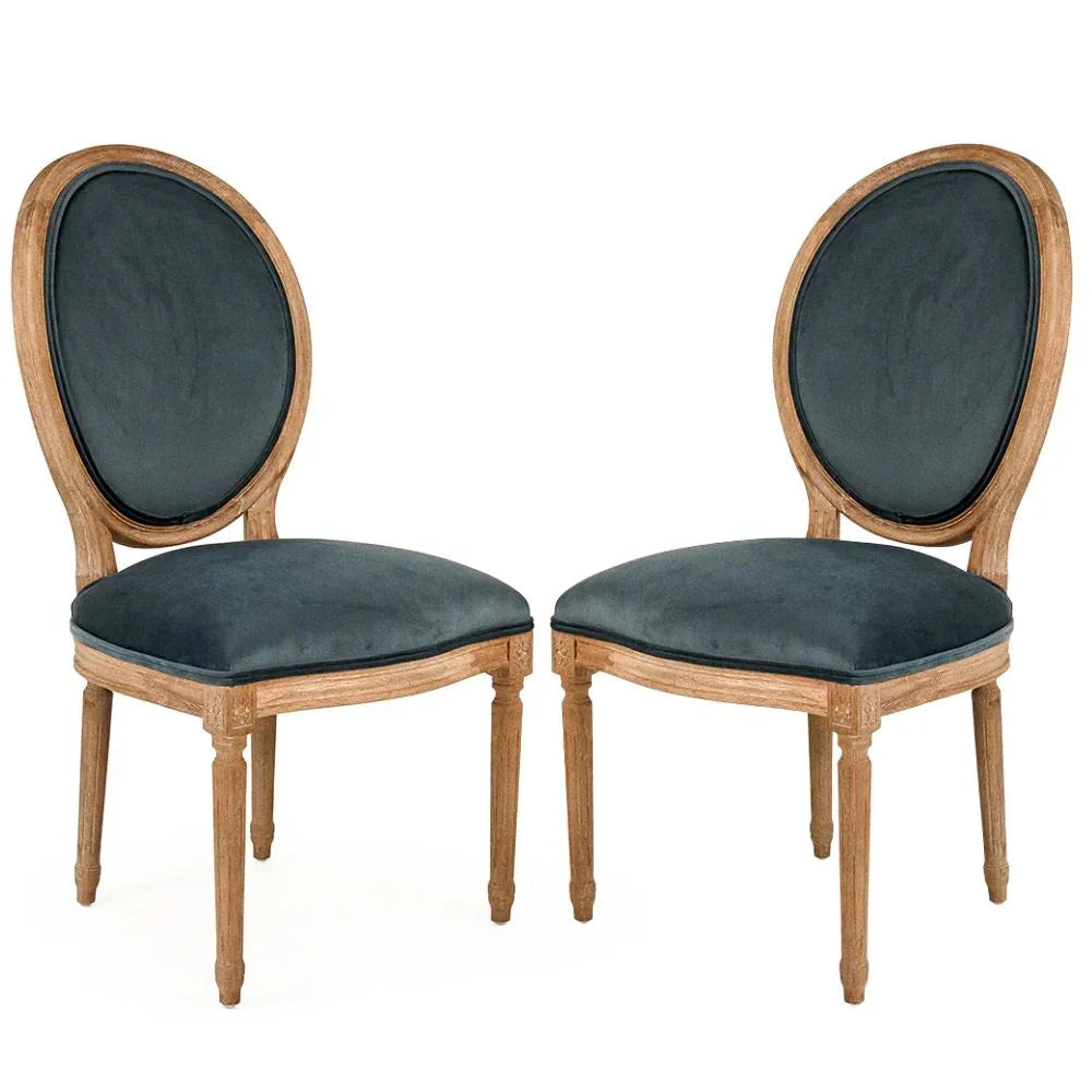 Sedia da pranzo francese con medaglione color verde acqua