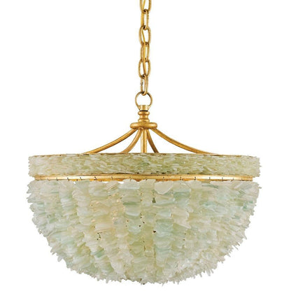 Lampadario in vetro di mare dorato