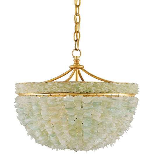 Lampadario in vetro di mare dorato