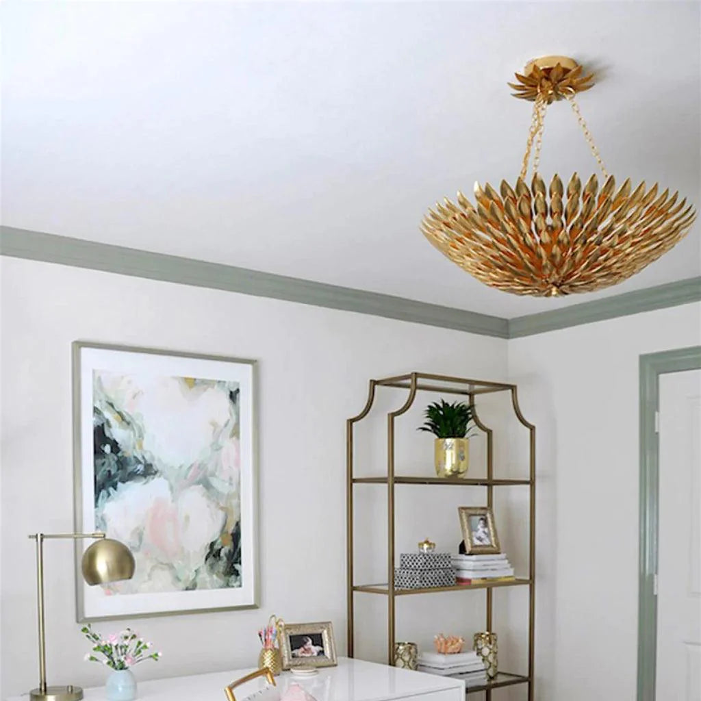 Lampadario Broche in foglia d'oro