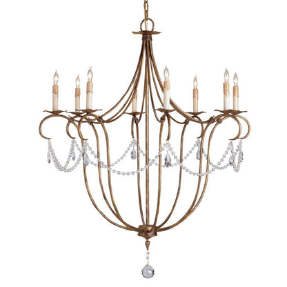 Lampadario a festoni di cristallo