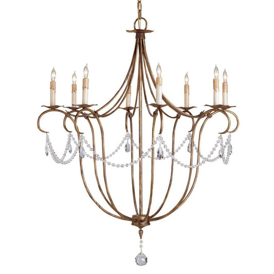 Lampadario a festoni di cristallo