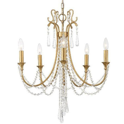 Lampadario Collier in cristallo dorato