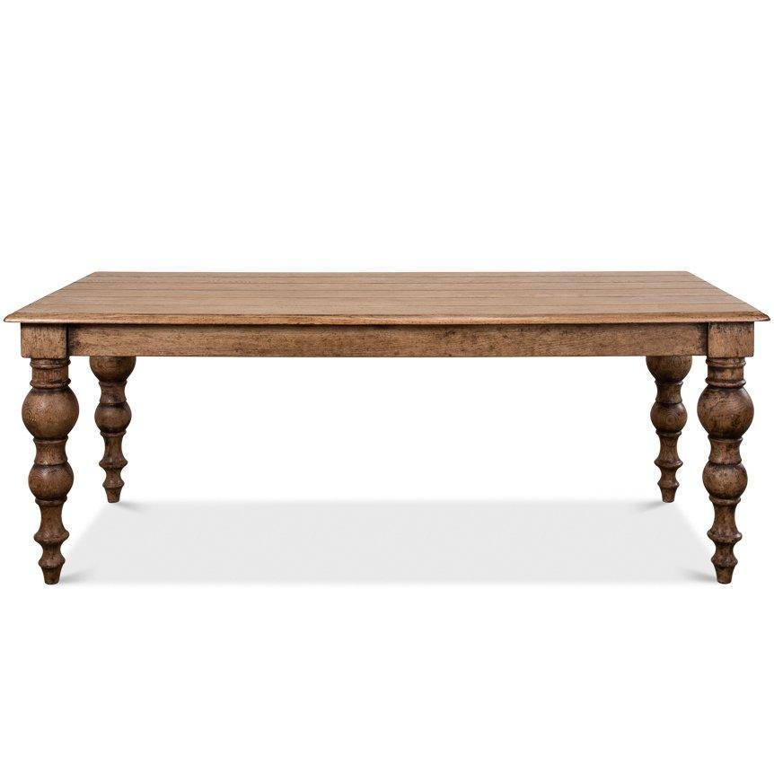 Tavolo con gambe a fuso in rovere dorato