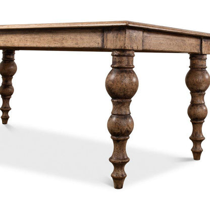 Tavolo con gambe a fuso in rovere dorato