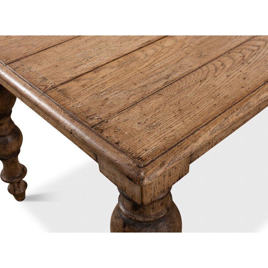 Tavolo con gambe a fuso in rovere dorato